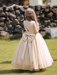 Formal Birthday Party Dress for Teenage Girls New Design Big Bow Tulle Dresses Kids Princess Prom Pageant Ball Gown Size 5-12y