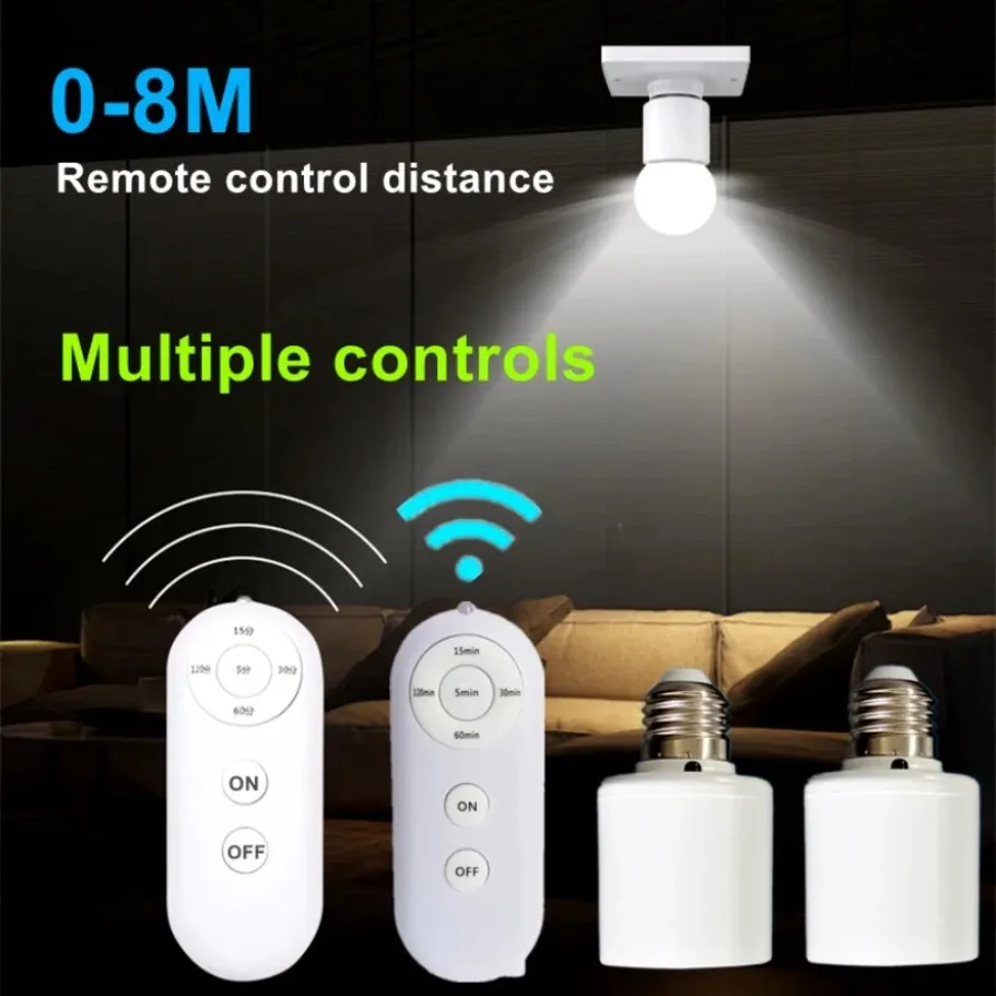 Multiple Controls E27 Wireless Remote Control Smart Timer Switch Lamp Holder 110V 220V Multi Light Timer Switch For Room Bedroom