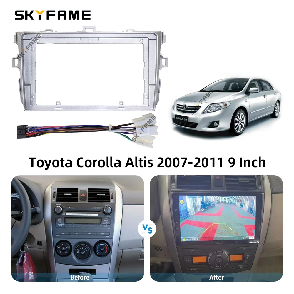 SKYFAME-Adaptador de Fascia para marco de coche, Kit de Panel de montaje para tablero de Radio Android para Toyota Corolla