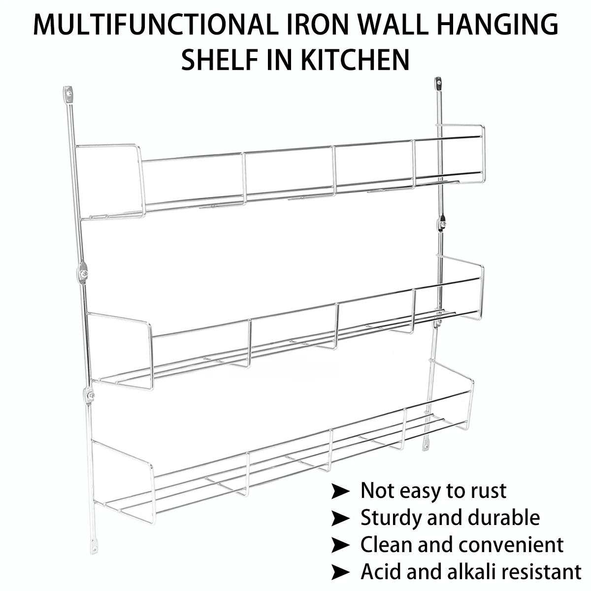 

3 Layer Stainless Steel Spice Hanging Kitchen Shelf Organizer Condiment Holder Multifunction Storage Rack For Home