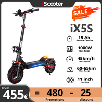iScooter iX5S Electric Scooter Rear Drive Off-Road 11 Inch Tire 1000W 48V Range 65km Max Speed 45km/h Foldable Electric eScooter