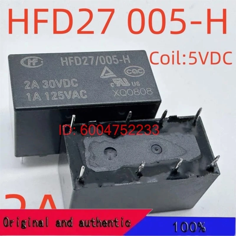 10PCS HFD27-005-H 5VDC two group conversion 8-pin 1A125VAC high sensitivity 150MW Hongfa relay HF