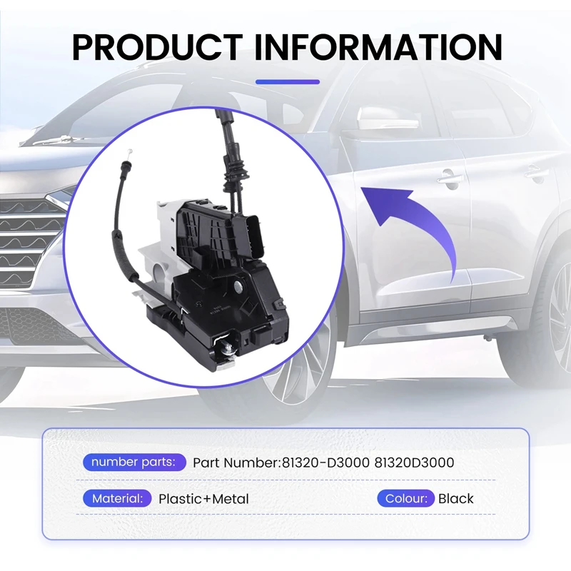 Left-Hand Drive Front Right Side Door Lock Latch Actuator For Hyundai Tucson 2016-2020 81320-D3000 81320D3000