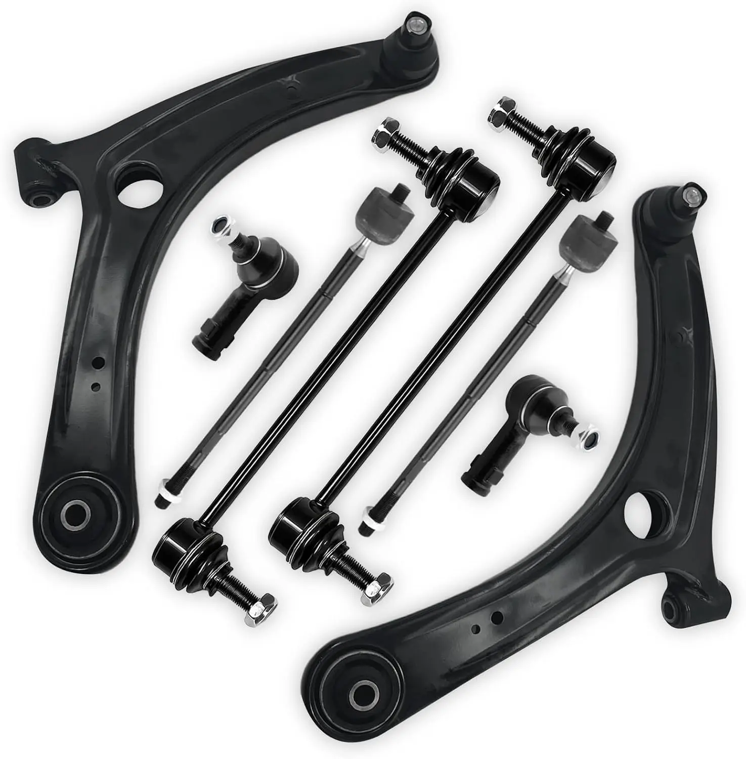 8-Piece Front Lower Control Arm, Outer Inner Tie Rod, Sway Bar End Link Kit, Fits 2007-2017, OE K620548 K620549