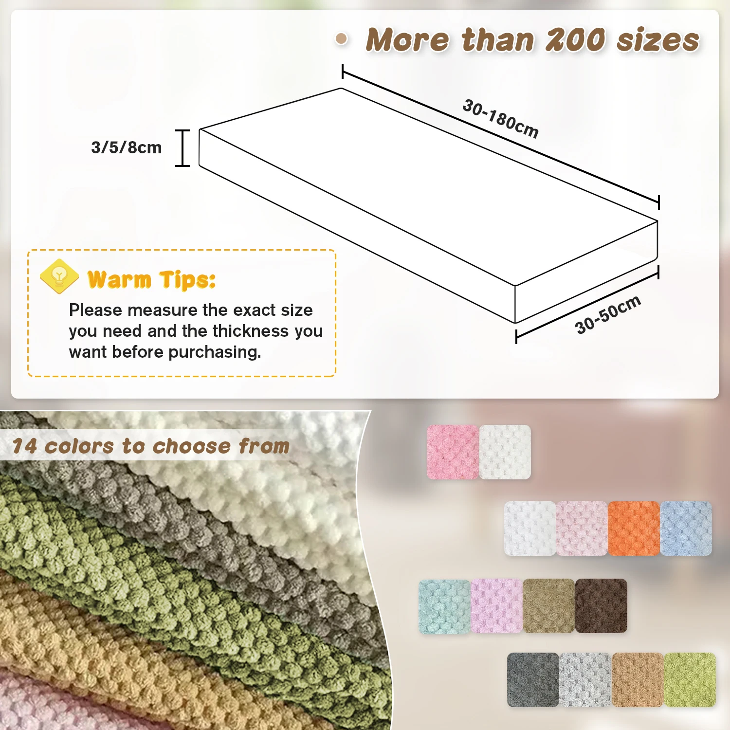 Custom Linen Bench Cushions Long Mattress Bay Window Seat Cushions Padding Chair Seat Pad Decorative Garden Cojines Pads Swings