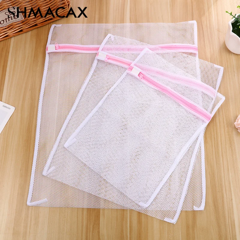 Square Zippered Mesh Laundry Wash Bags Foldable Lingerie Bra Socks Underwear Washing Machine Clothes Protection Net