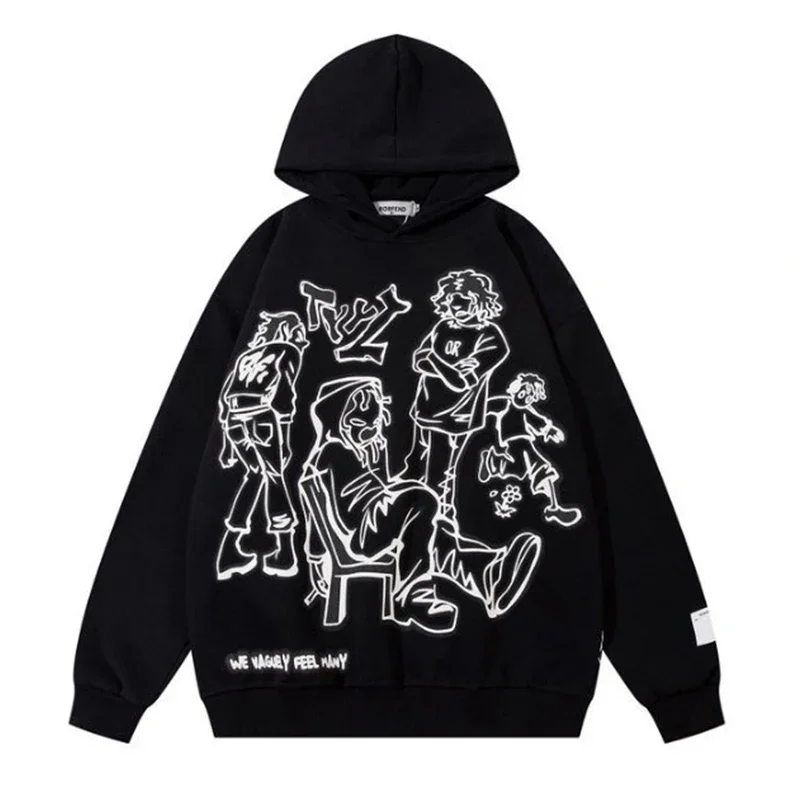 ยุโรปและสหรัฐอเมริกา Y2K ใหม่หลวม Gothic Street Harajuku แขนยาวหญิง 90S Retro เสื้อกันหนาวการ์ตูนพิมพ์ Swea