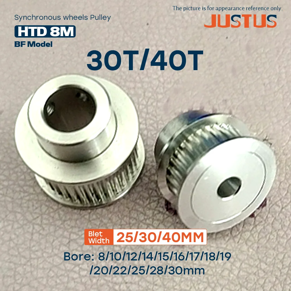 HTD 8M Timing Pulley 30T/40T BF Type Tooth Width 27/32/42mm Bore 8-30mm Aluminum Synchronous Wheel For 8M Timing Belt