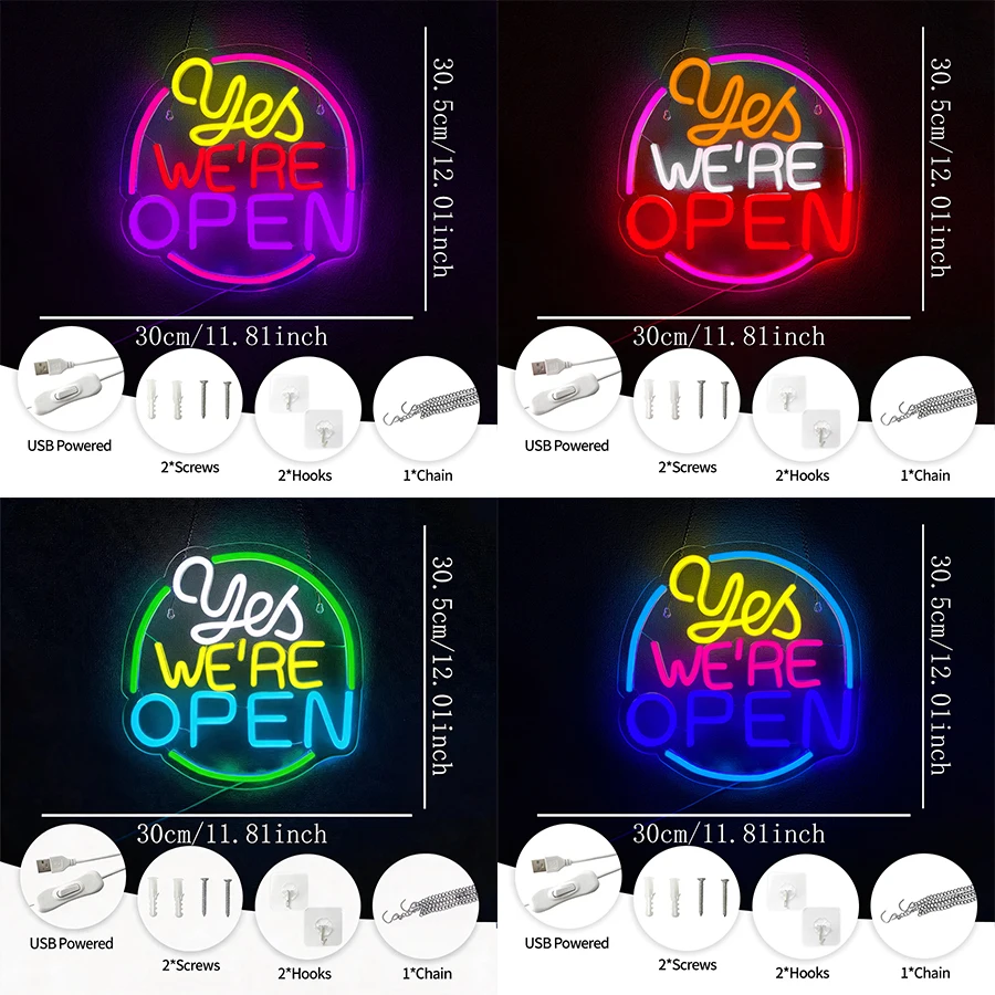 Yes！ We'Re Re Open Led Neon Signs, Colored Letter Business Signs, Bars, Coffee Shops, Hotels, Restaurants And Shops Decor.