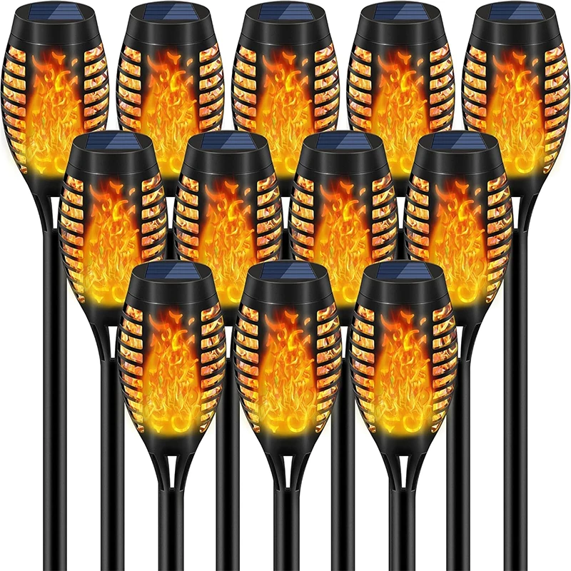 

1/2/4/6/8/10/12Pcs Solar Flame Torch Light Flickering Light Waterproof Garden Decoration Outdoor Lawn Path Yard Patio Floor Lamp