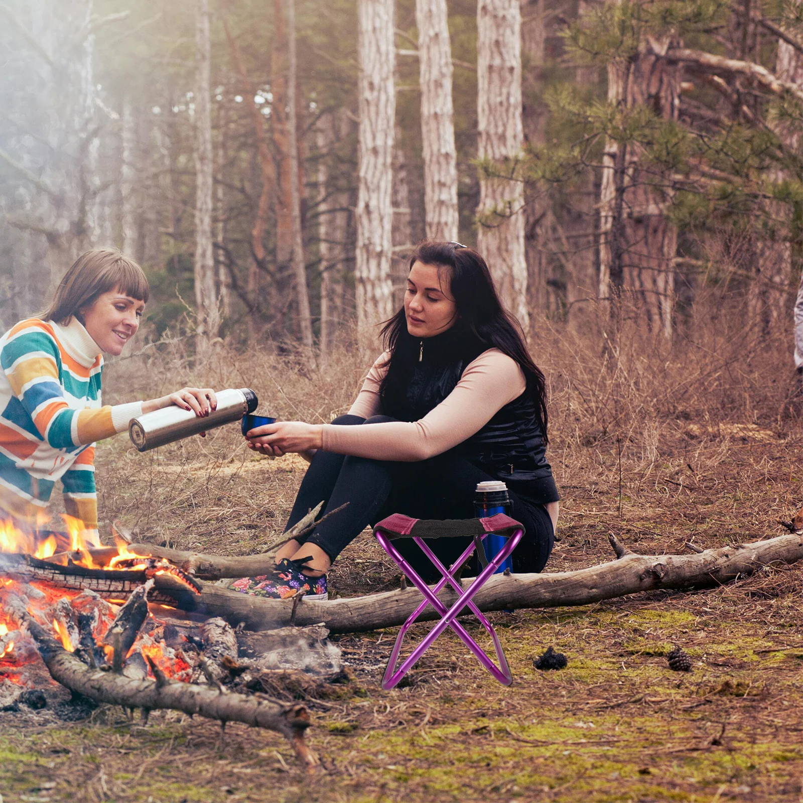 

Foldable Outdoor Stool Camping Chair Heavy Duty Portable Lightweight Metal Frame Oxford Fabric No Assembly Needed for Camping