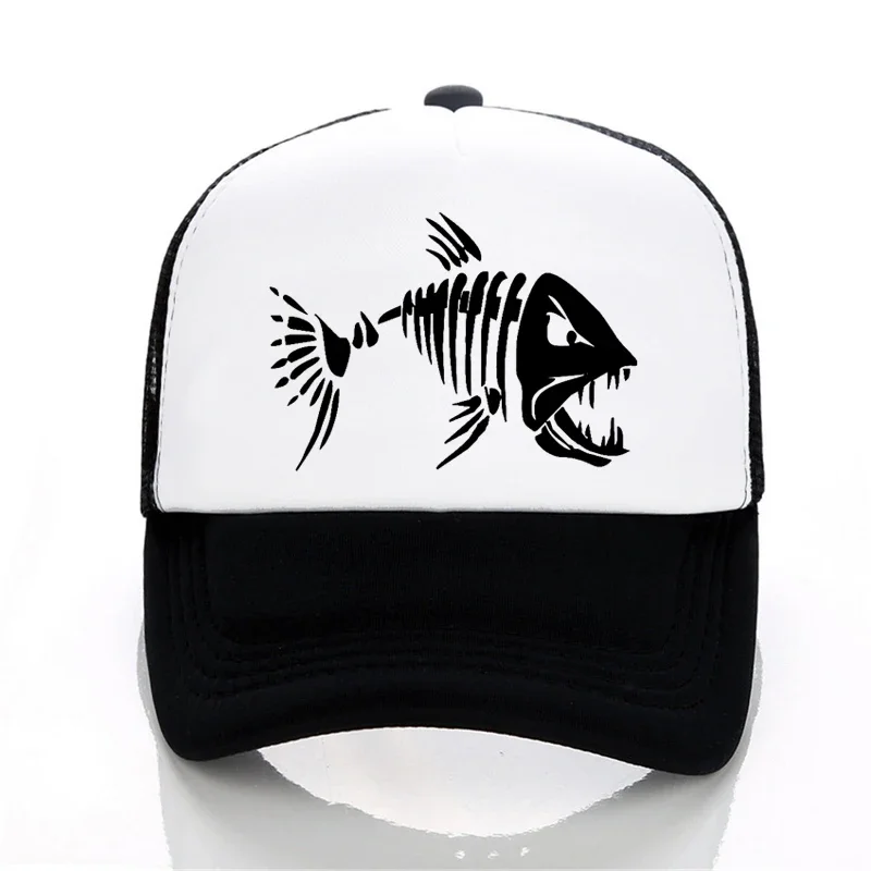 

Skull Fish Bones Baseball cap Outdoor Fishings hat Men Summer Mesh breathable cap Fishing enthusiasts adjustable snapback hats