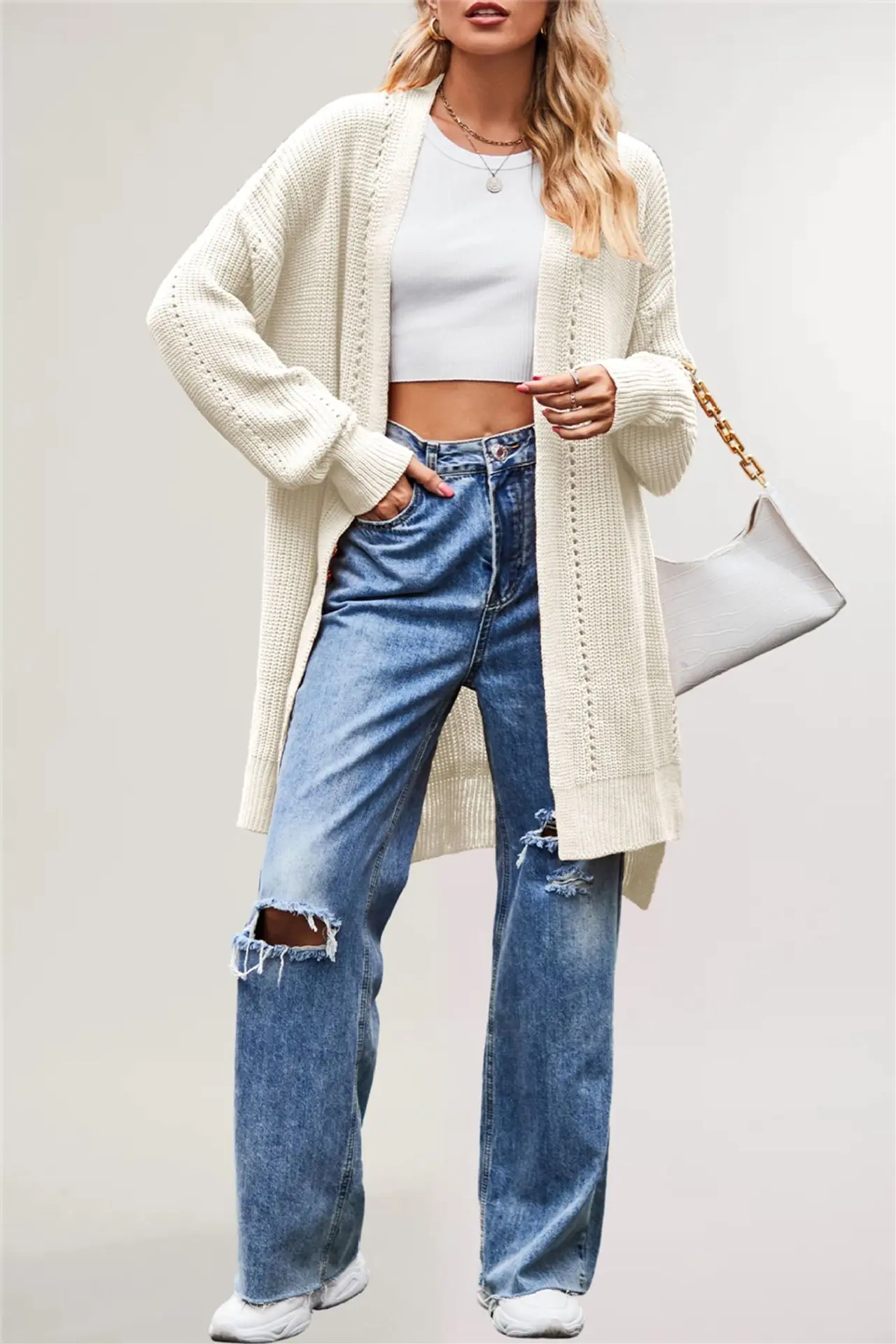 

2025 Winter/ Autumn New Style Sweater - Pure Color Loose Knitted Cardigan with Pockets and Outerwear