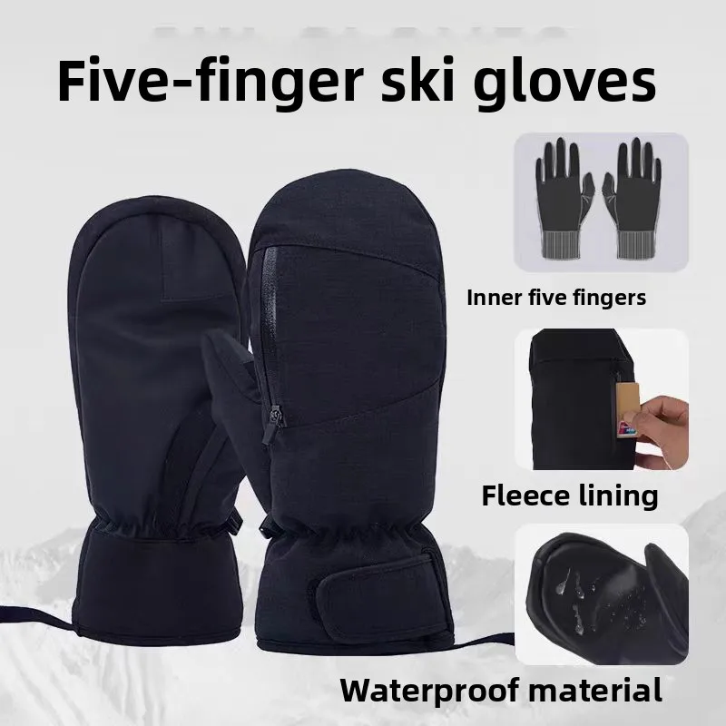 

Новые лыжные перчатки, перчатки для сноубординга, износостойкие, водонепроницаемые, термо, с функцией сенсорного экрана, пятипалые лыжные перчатки