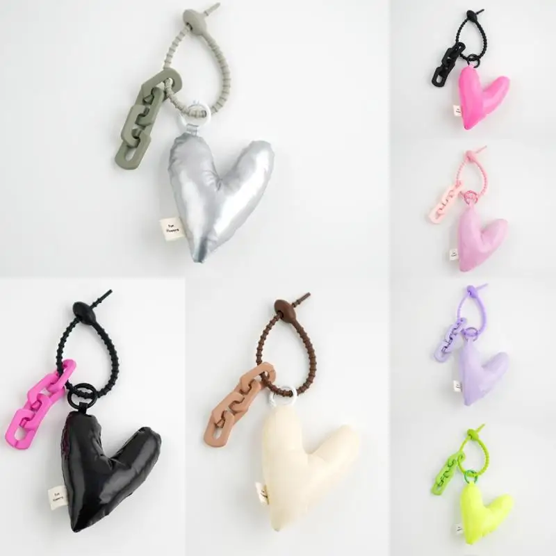 Simple Cotton Filled Heart-shaped Pendant Key Lanyard Women Niche Design Bag Bag Accessories Cute Love Heart Confession Keychain