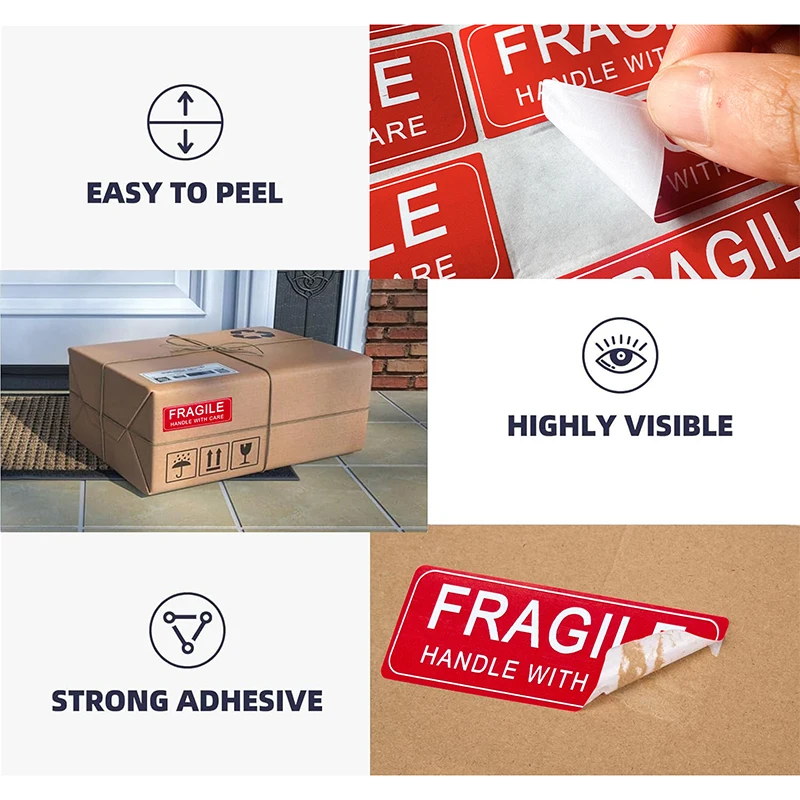 250 adesivi fragili gestiscono con cura non piegare Grazie Etichette di avvertimento fragili Imballaggio adesivo Etichette per scatole di spedizione Segno