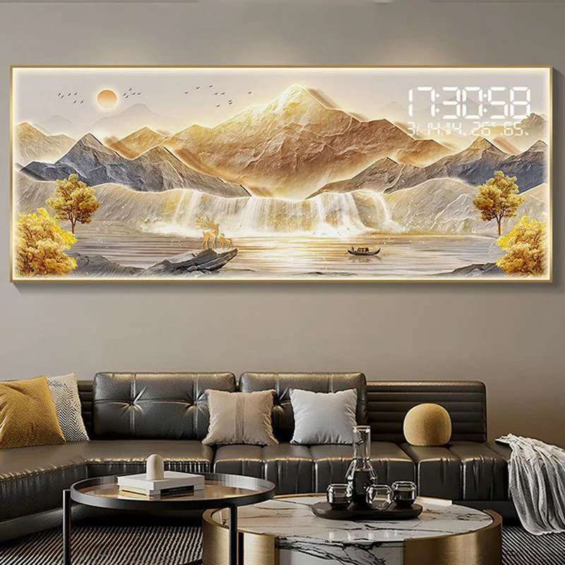 Luxury Design Wall Watch Led Chinese Style Creative Silent Aesthetic Interior Clock Wall Vintage Art Mural Horloge Home Decor
