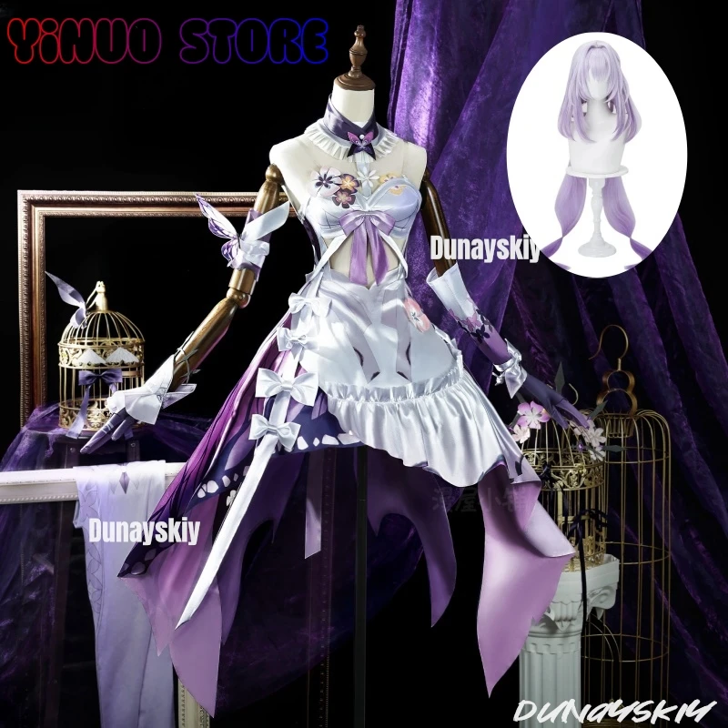 

Castorice Cosplay Costume Wig Honkai Star Rail Dress Headwear Butterfly Flower s Party For Women Girl Men Carnival Halloween