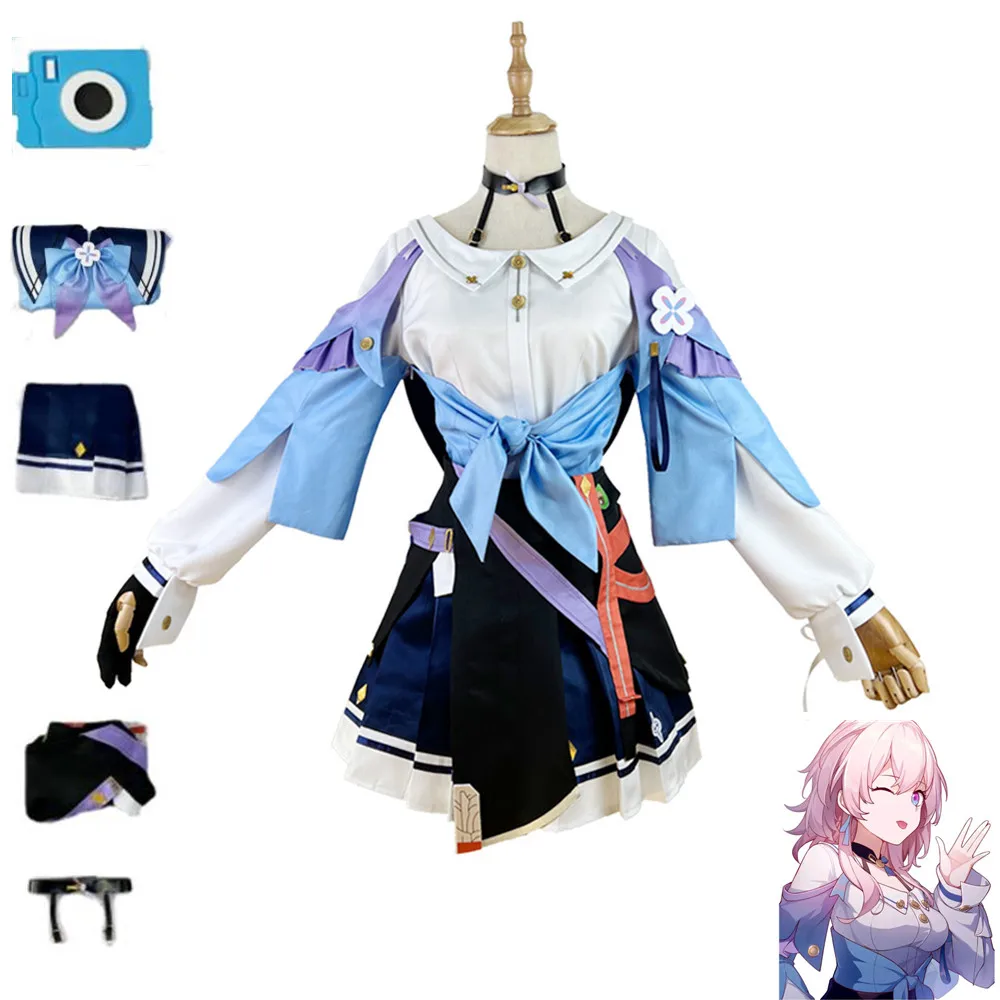 

Anime Game Honkai: Star Rail March 7th Cosplay Costume Braces Skirt Jk Uniform Woman Sexy Kawaii Carnival Party Sailor Suit