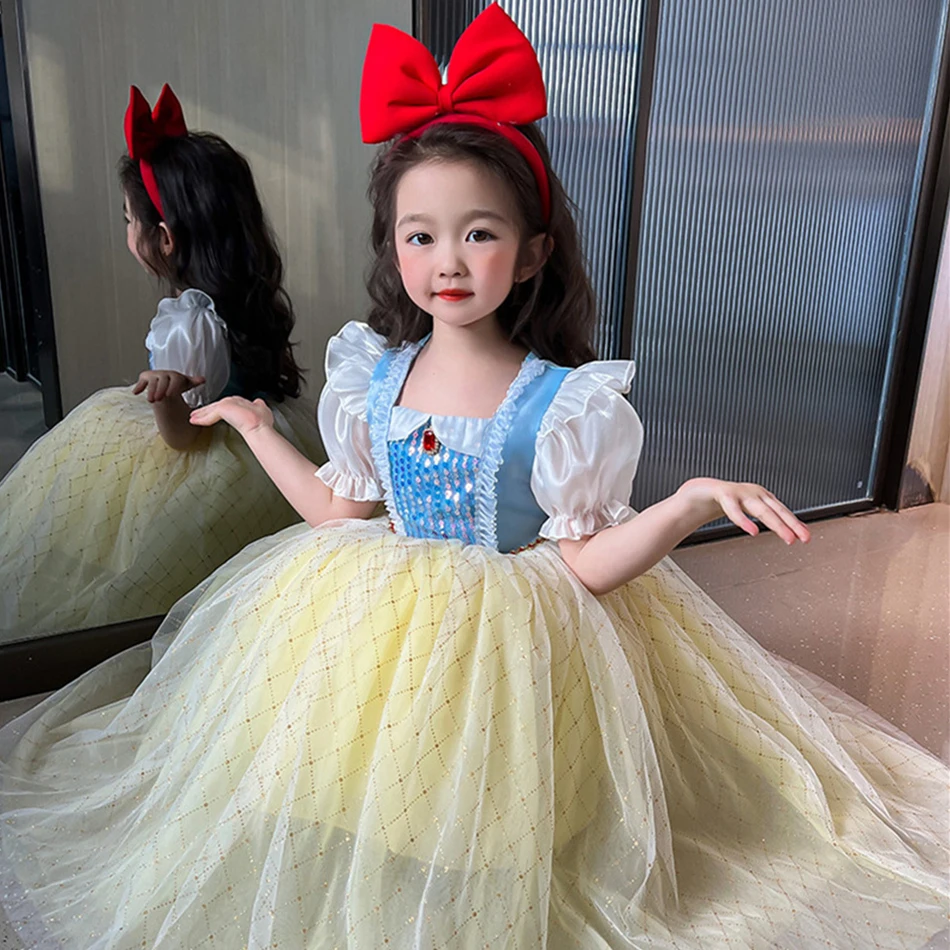 Snow White Kids Cosplay Princess Costume Girls Birthday Gift Christmas Carnival Halloween Party Dress Children Fancy Ball Gown