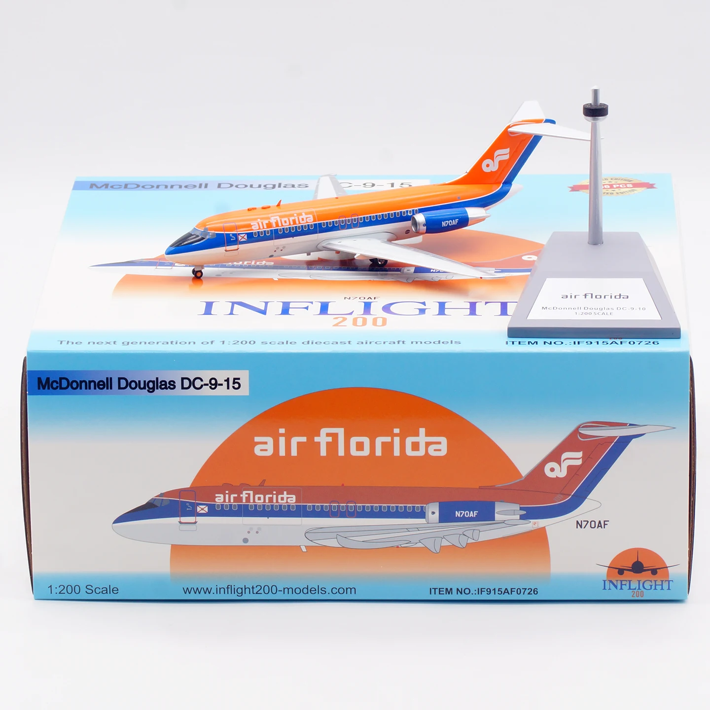 

IF915AF0726 Alloy Collectible Plane Gift INFLIGHT 1:200 Air Florida McDonnell Douglas DC-9-15 Diecast Aircraft Jet Model N70AF