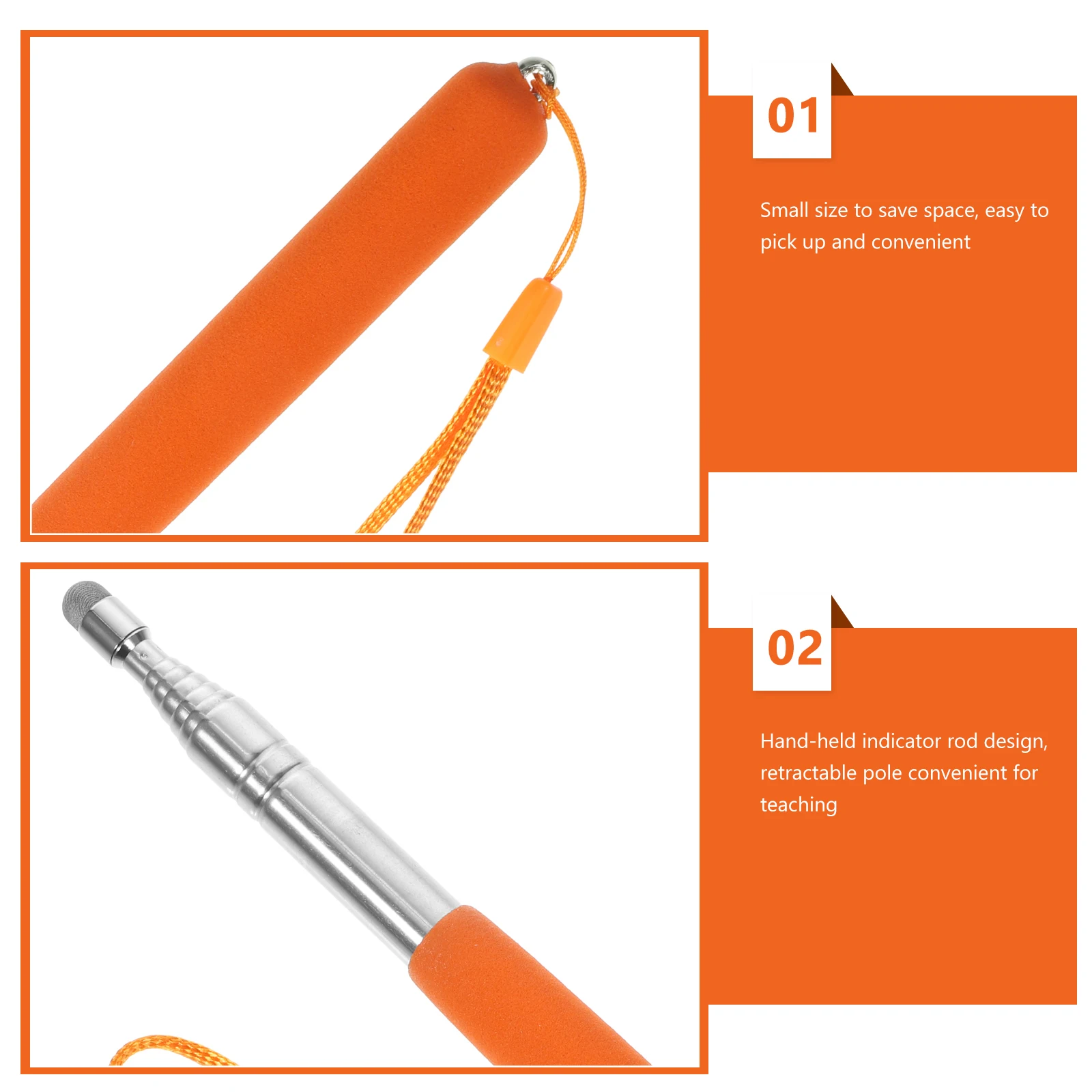 

Stretchable Teaching Pen 1m Orange Capacitive Head stick Classroom Supplies Teacher