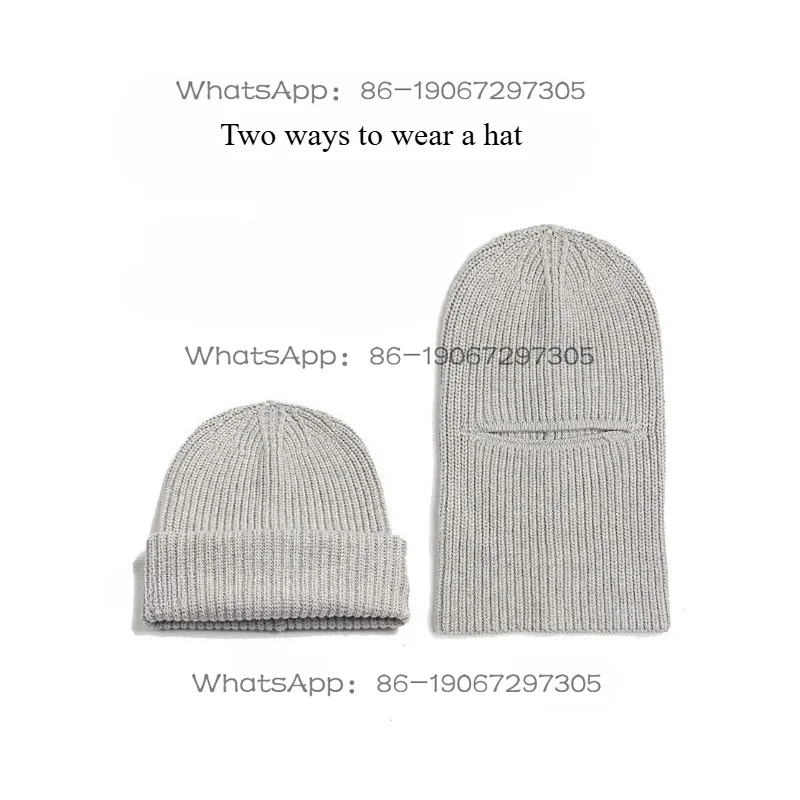 

Мужская зимняя теплая черная вязаная шапка-балаклава для защиты от холода, ветрозащитная, с интегрированной маской для лица, для велоспорта