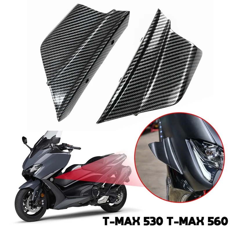 Aletas de fibra de carbono para motocicleta, deflectores de aire laterales para Yamaha T-MAX 530, T-MAX 560, 2012-2021