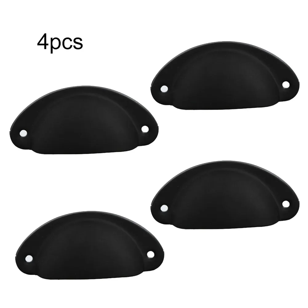 4PCS Classic Shell Cabinet Handles With Retro Semicircle Shape In Iron Material For Drawers Cupboards And Furniture