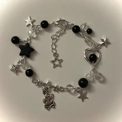 Handmade Skull Bracelet Black Star Y2k Beaded Bracelet