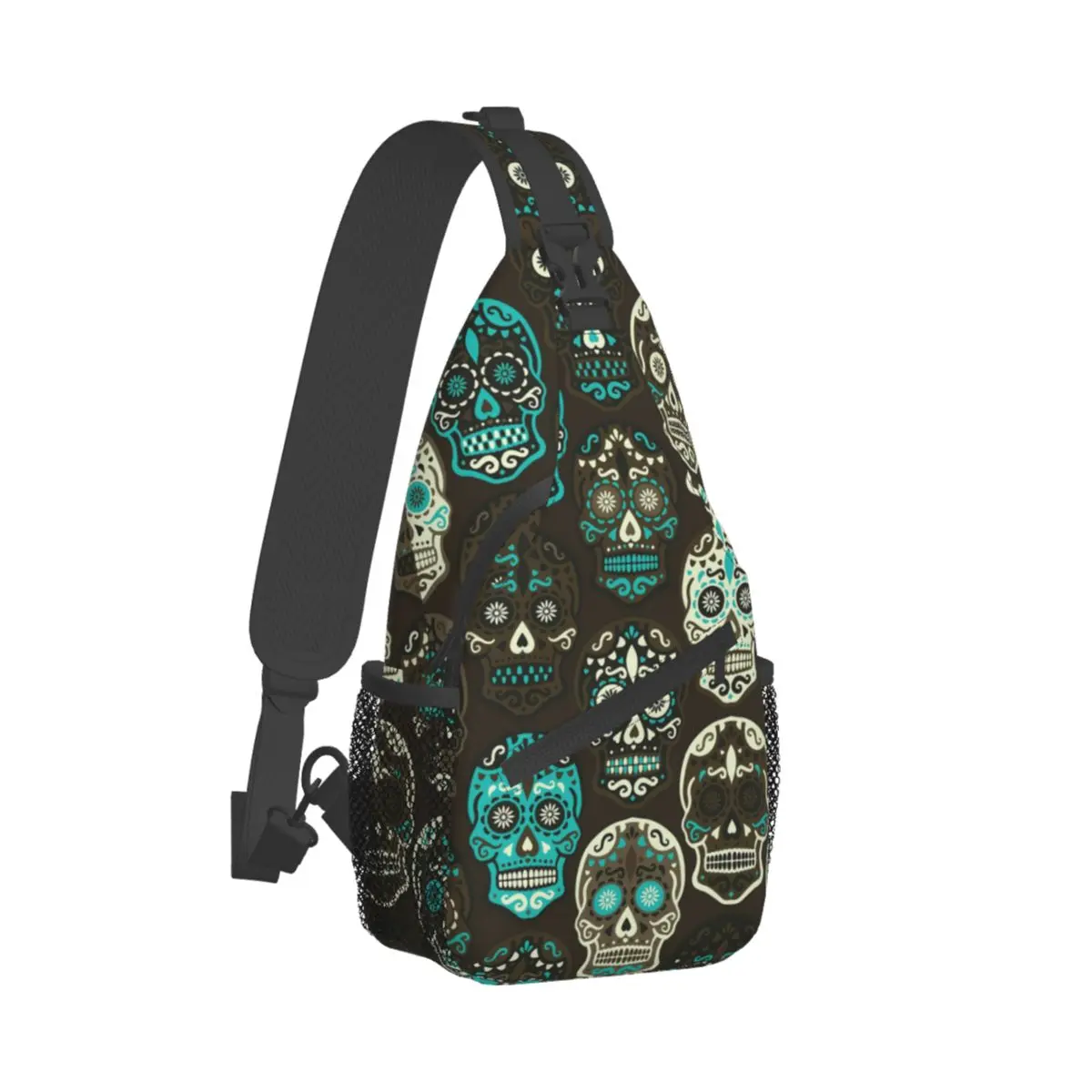 Sac à bandoulière gothique Hipster Death Skull, sac de poitrine imprimé, sac à dos initié, sac à dos de jour pour la randonnée, sac à livres de voyage