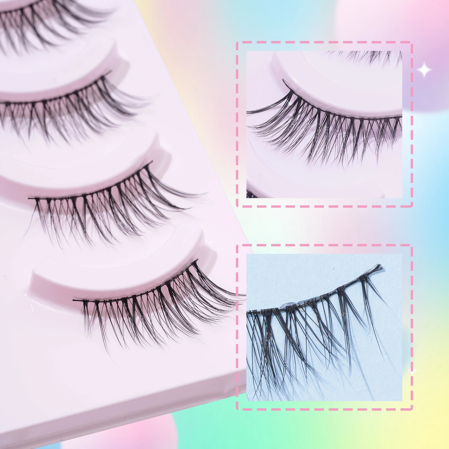 Ciglia mezze ciglia finte allungabili naturali della linea degli occhi 5 paia di comode ciglia quotidiane