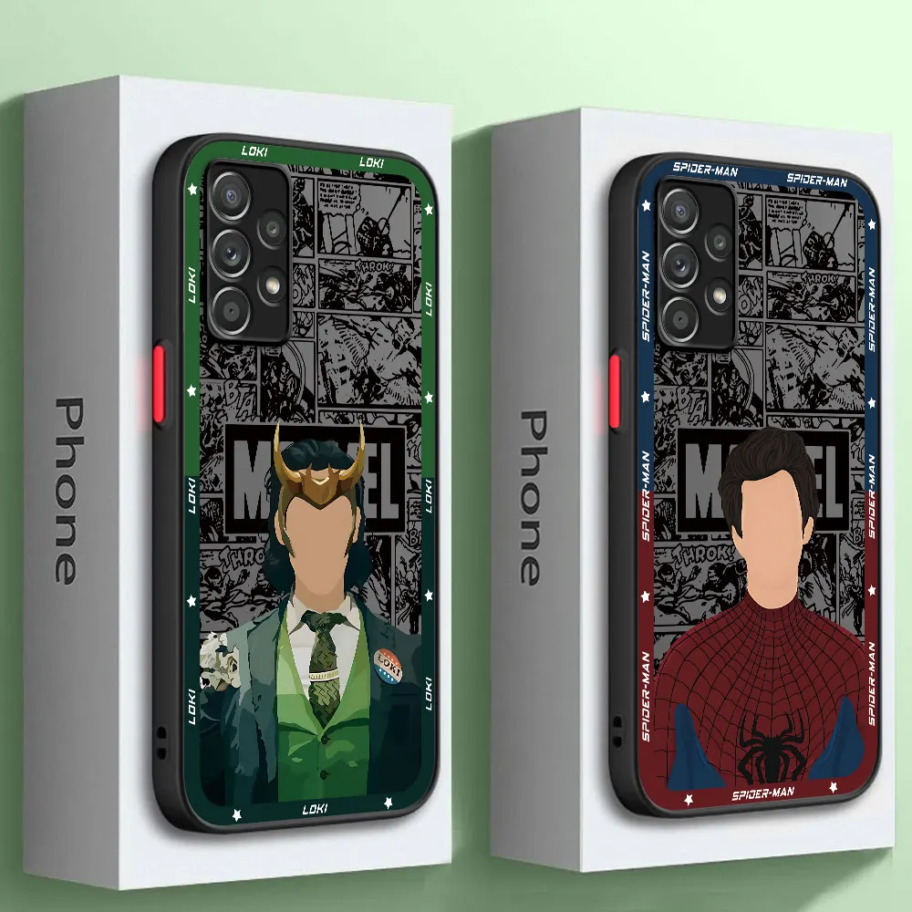 

Матовый чехол Marvel Железный человек Донни Локи для Samsung Galaxy A12 A50 A22 A14 A72 A13 A24 A32 A54 A33 A21s A73 A52 A23 чехол для телефона