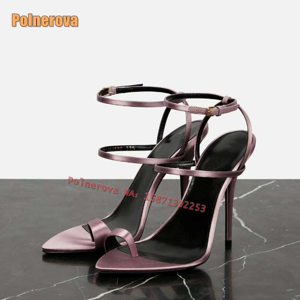 

Clip Toe Straight Strap Slides 2025 Summer Party Shoes Rhinestone Buckle Strap Slip On Women's Sexy Sandals Side Air Slingback