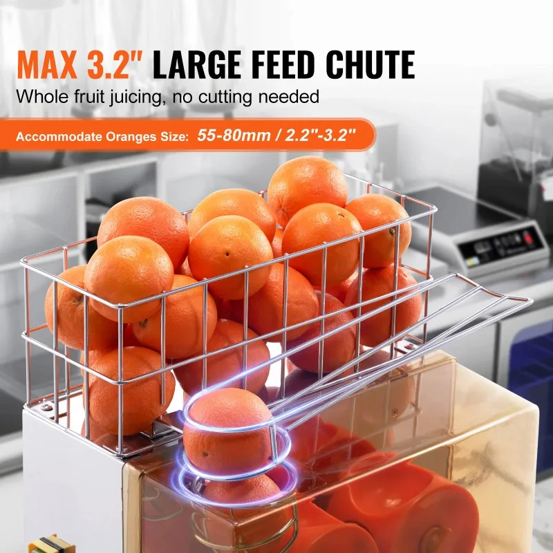 Commercial Orange Juicer Machine Automatic Juice Extractor Stainless Steel Orange Squeezer  with Pull-Out Filter Box