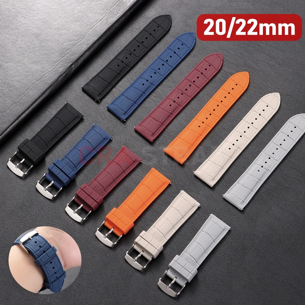 20mm 22mm Silicone Watch Band Rubber Straps for Seiko for Omega Quick Release Universal Sport Bracelet Soft Waterproof Wristband