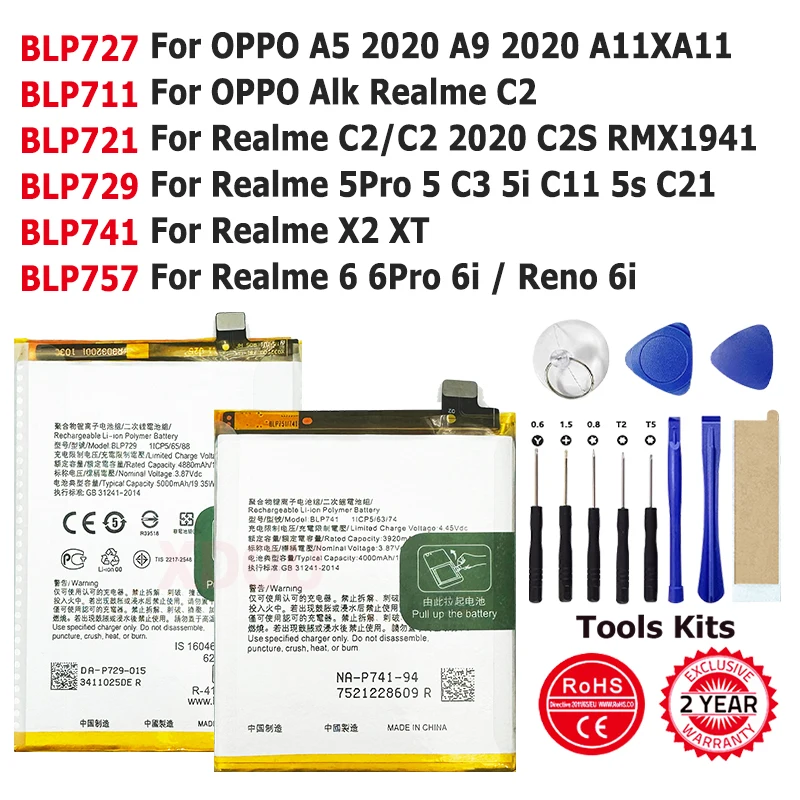 

New BLP711 BLP741 BLP757 BLP721 BLP729 BLP727 Battery For Oppo Realme Için A1K A11 A11X A9C2 X2 XT Realme 5 6 Pro/5i/5S