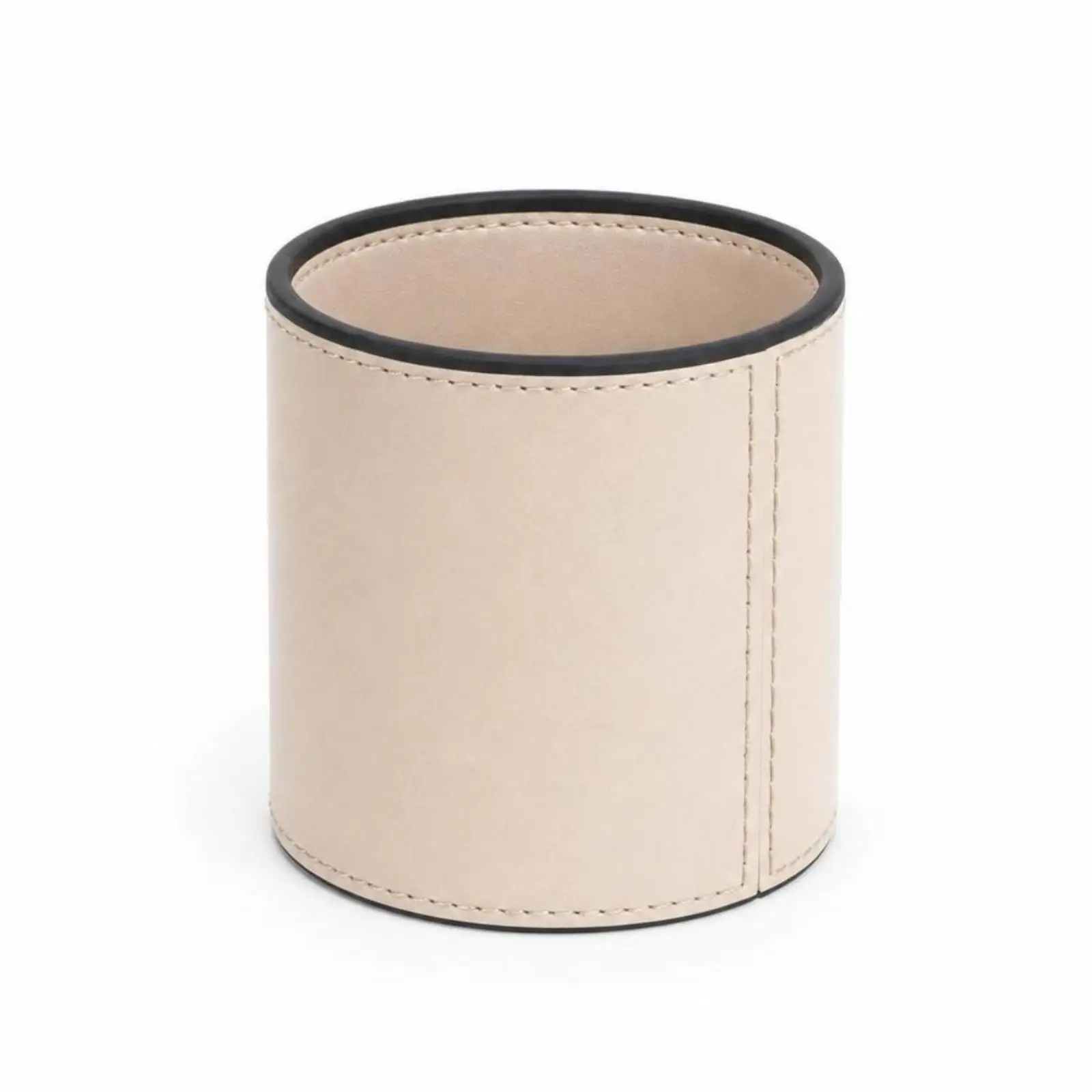 Leather Pen Holder Structured Cylindrical Pencil Cup Leather-Look Desk Cup Minimalist Desktop Stationery Container Compact