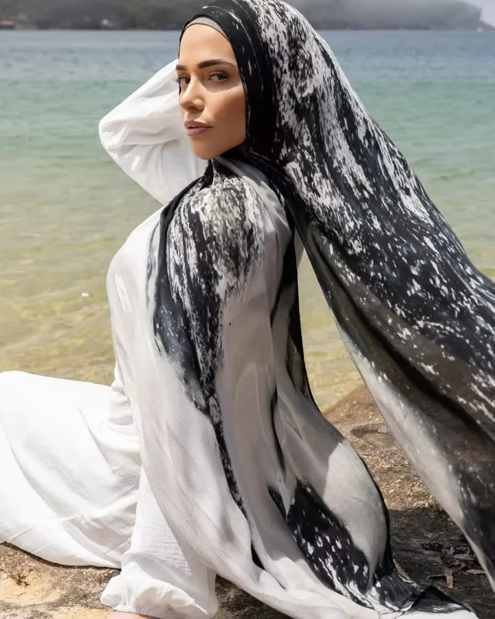 

Лидер продаж, тканый модальный шарф с цветочным принтом и бантом, дышащий легкий хиджаб с принтом Vela, шаль для мусульманских женщин