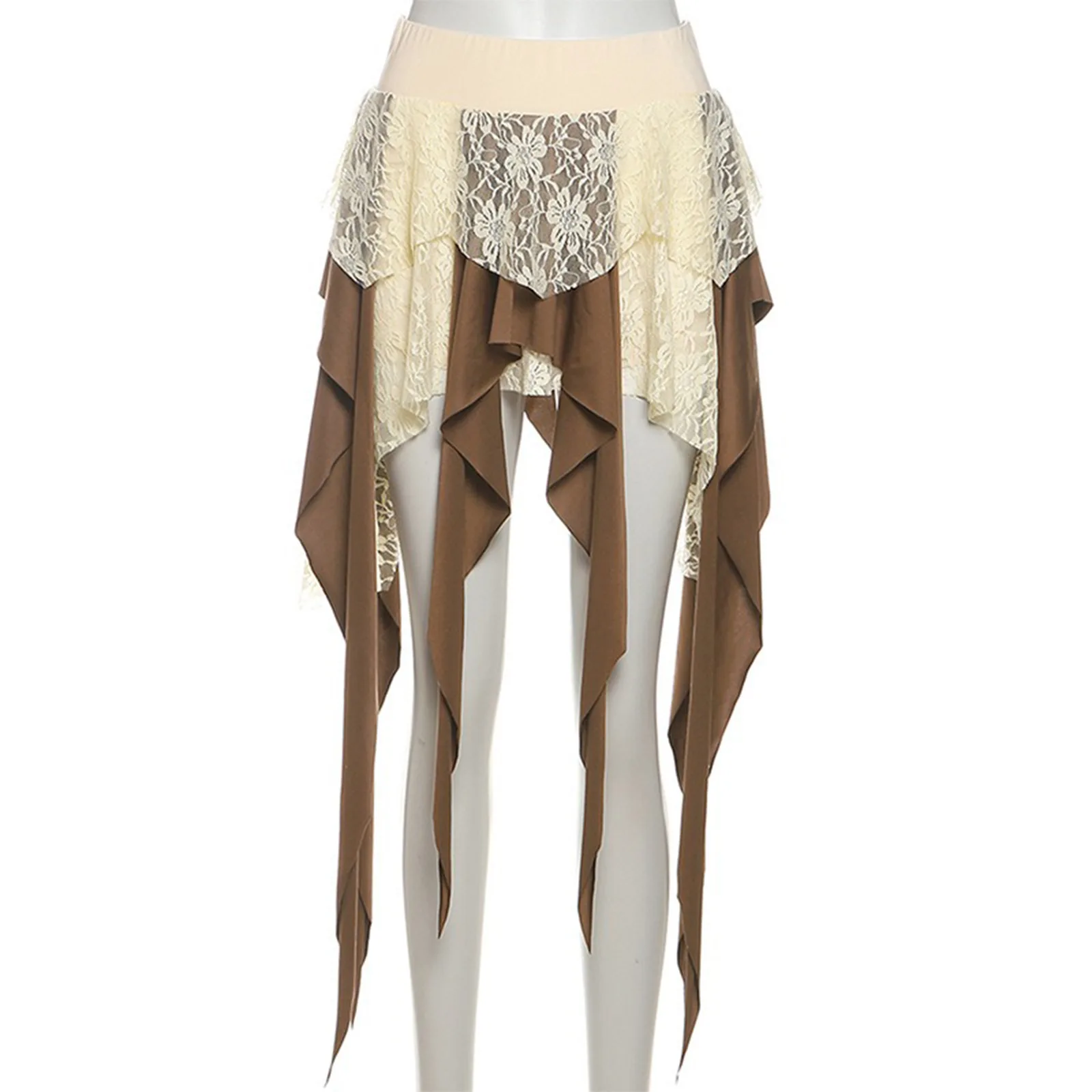 Falda Vintage de los años 90 con volantes en cascada para mujer, dobladillo escalonado, disfraz de Rock para Festival de música, trajes de fiesta temática de vaquera, falda femenina