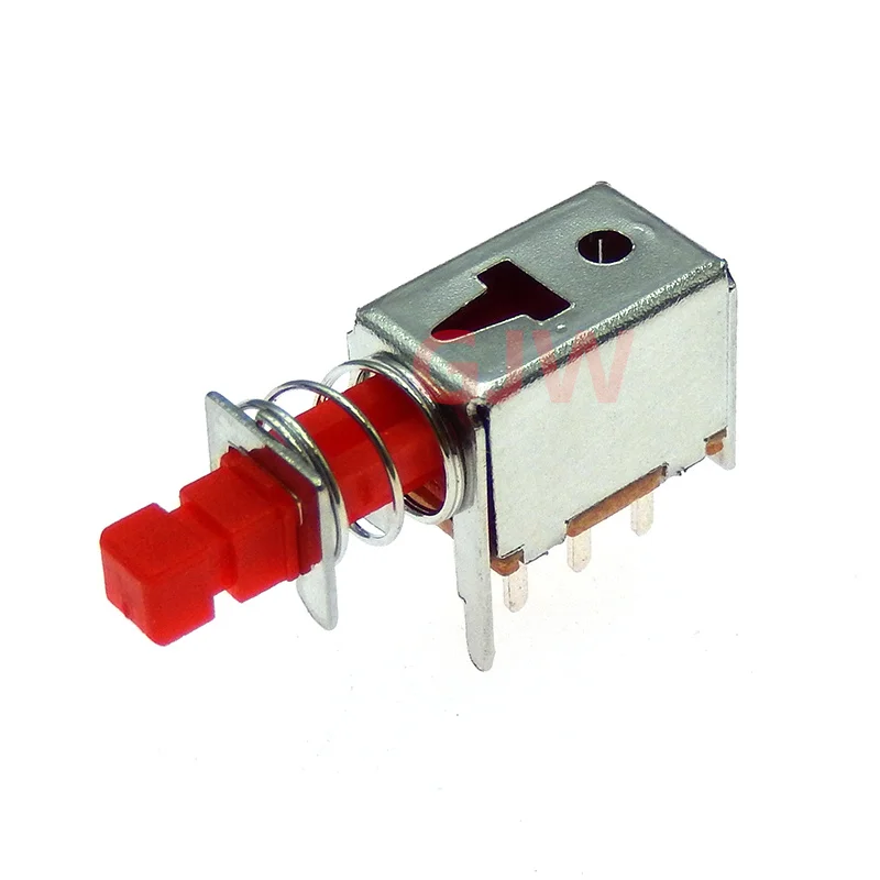 10PCS With fixed feet Directly Key Switch A03 PS-22F03 PS22F03 6pins Self-locking Red/without lock Red