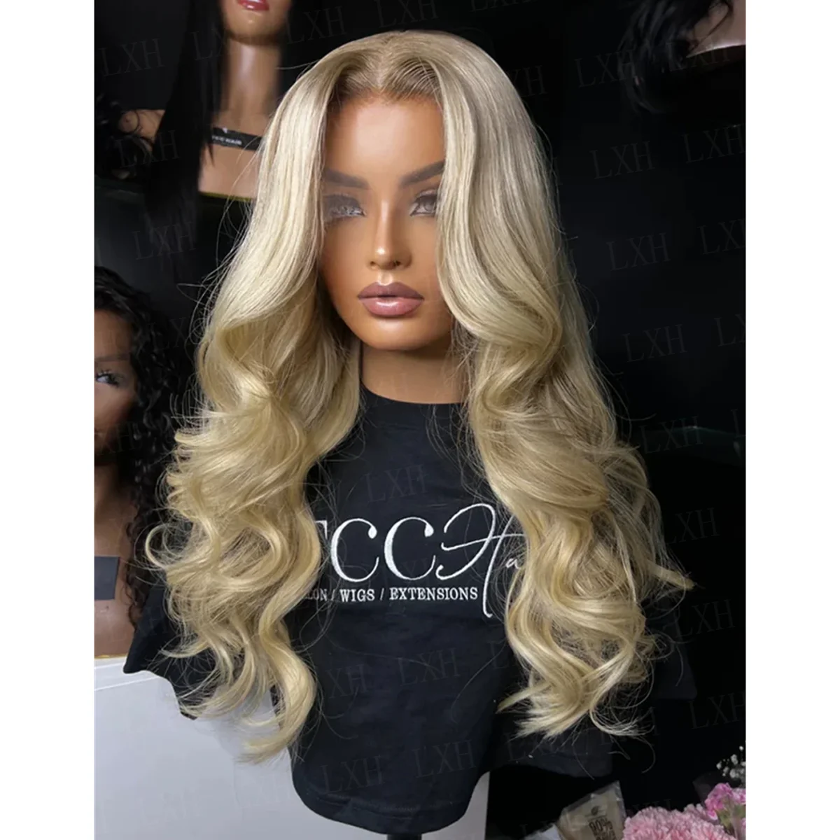Soft HD lace front wig Body Wave hair Long 24inch Highlight Blond , suitable for women's wig With Baby Hair Heat Resistant wig
