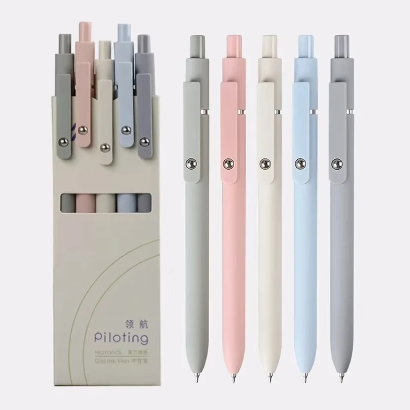 5 Color Gel Pen Set Soft Touch Quick Dry Smooth 5 Pcs Set Morandi Color Kit Student Writing Pens For Study Stationery Supplies