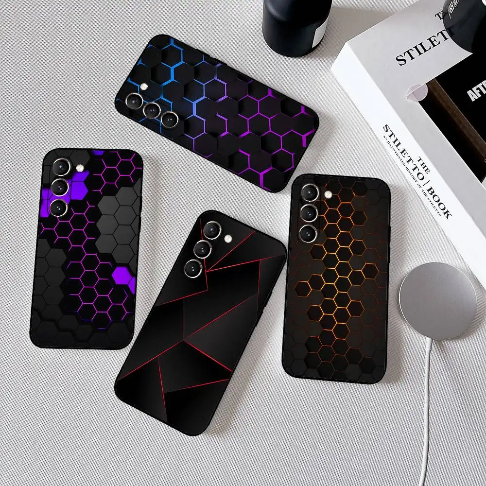 

Fashion Honeycomb Phone Case Black Ultra-thin Shockproof Case For Samsung S24/S25/S22/S30/Note20/Lite/Ultra/5G/Plus/FE
