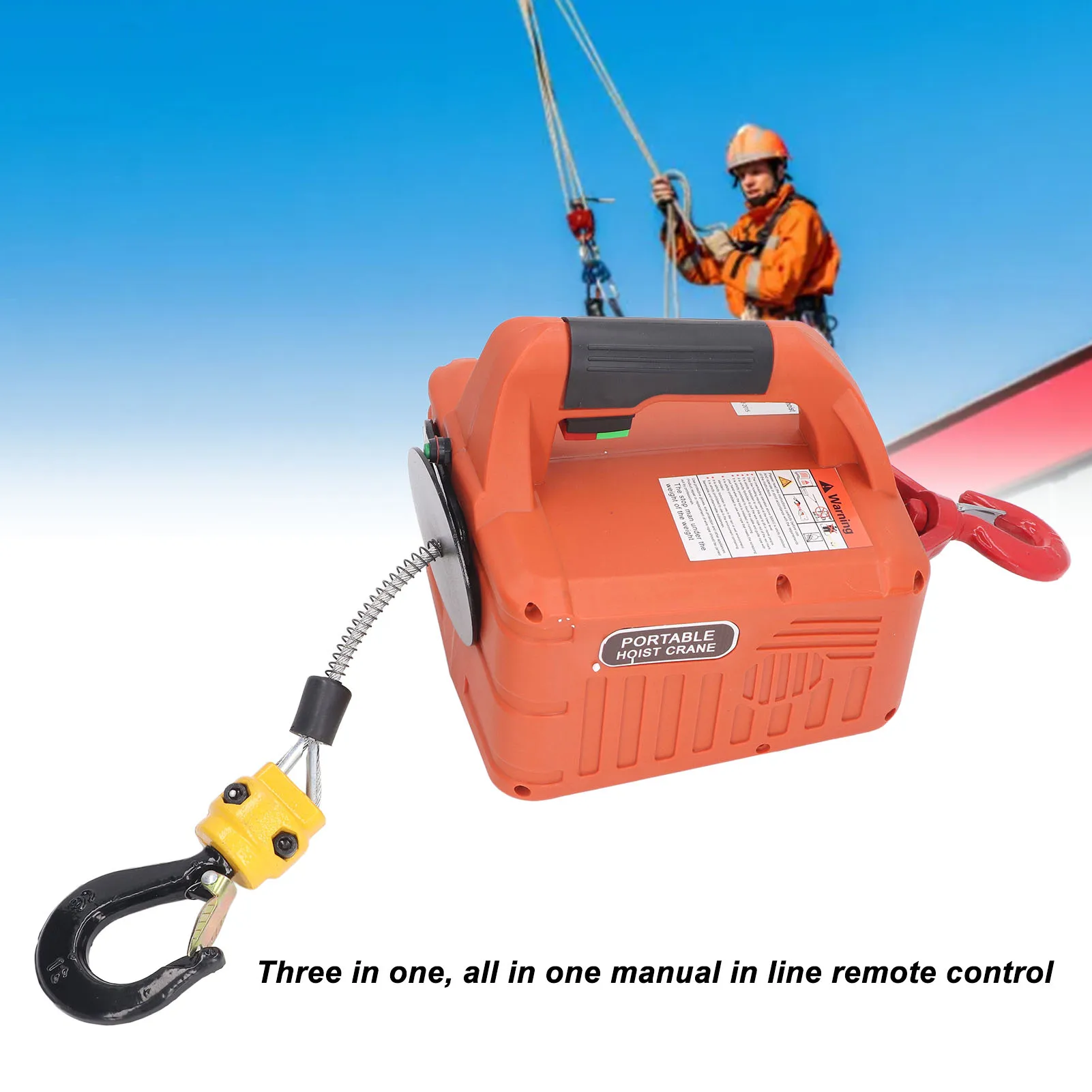 Remote-Controlled Mini Electric Crane 1500W Portable Winch 500KG Load Capacity 7.6m Lifting Height Home Use