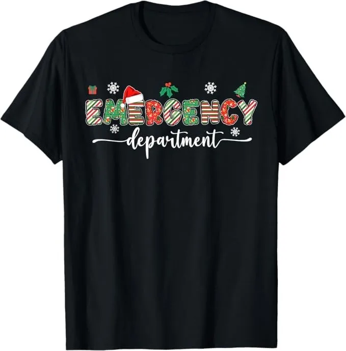 Groovy Emergency Department Christmas Santa ER Crew Nurse T Shirt