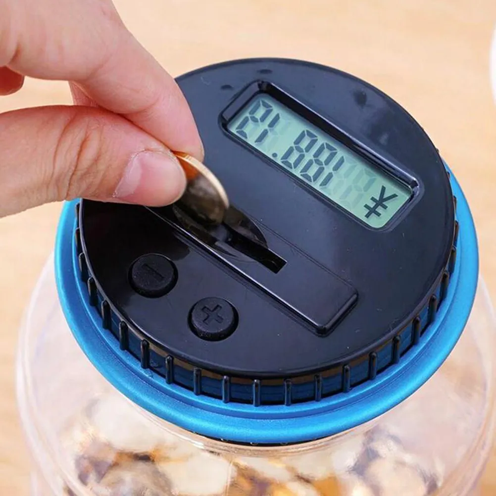 1Pcs Rmb Identification Coin Bank Digital Savings Jar Automatic Calculation Plastic Piggy Bank for Kids Adults Blue