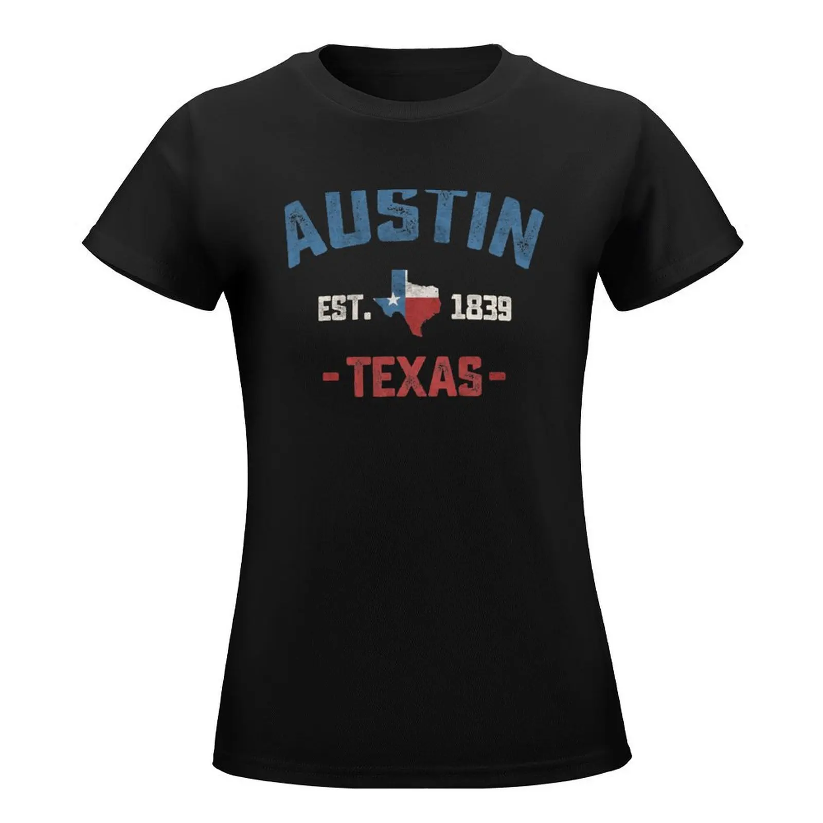 Austin Texas TX Athletic Sports Design Vintage Style T-Shirt summer tops graphics Women tops