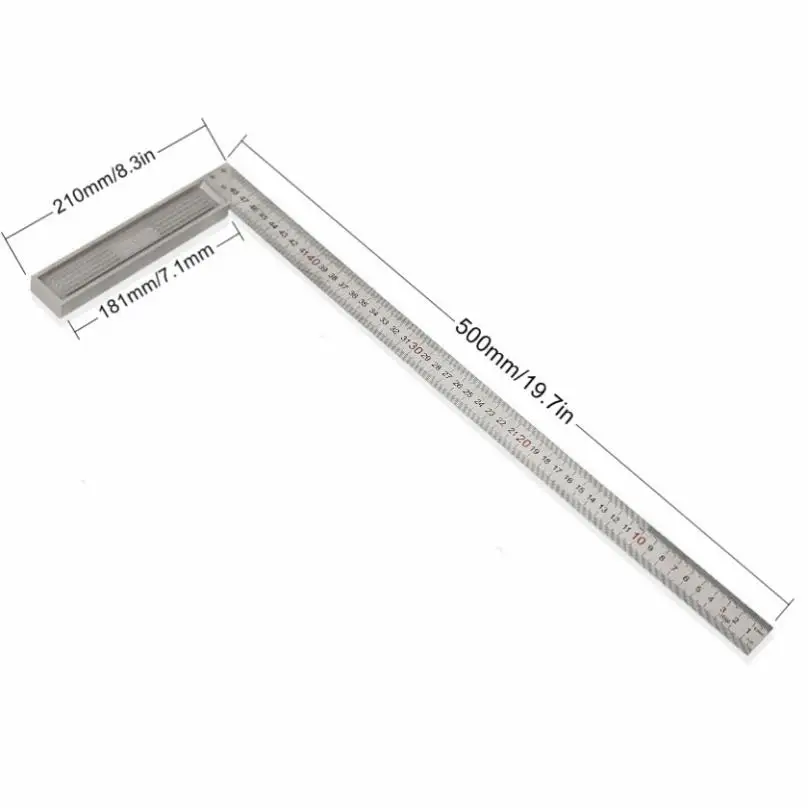 500mm / 19.7 Inch Right Angle Stainless Steel Angle Ruler with Thickened Handle