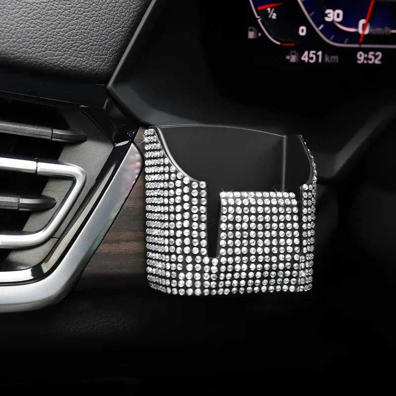 1-Piece Rhinestone Car Key Storage Box, with Adhesive Backing, Shiny Mini Key Organizer Bag, Suitable for Car Interiors, Center Console, and Dashboard, Halloween, Christmas Gift